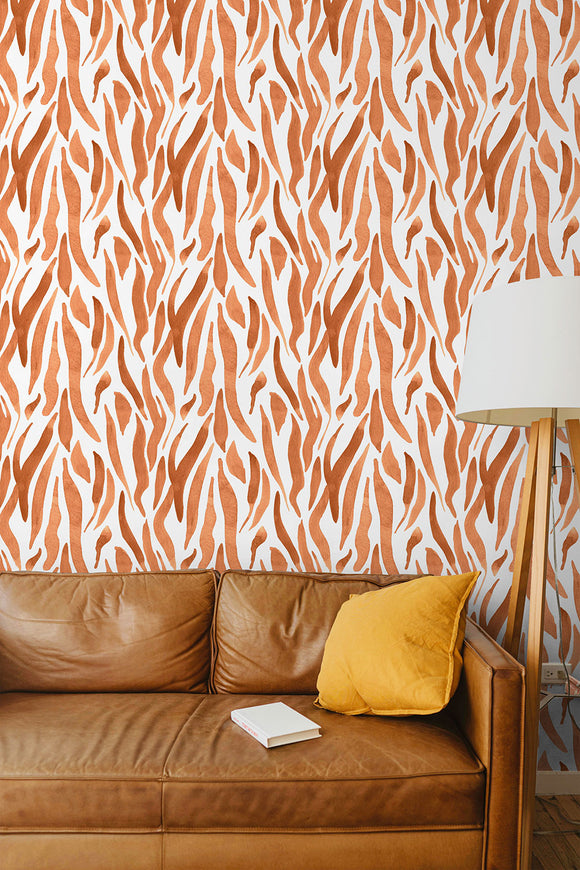 Orange Zebra Skin Repeat Pattern Wallpaper
