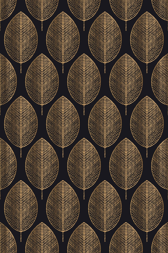 Golden Leaves Elegant Dark Wallpaper