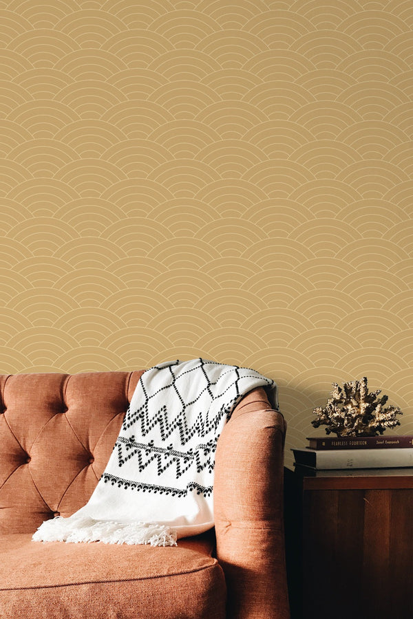 Brown Geometric Infinite Loop Striped Wallpaper