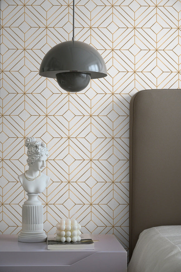 Golden Squares Art Deco Wallpaper