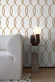 Wavy Gold Lines Art Deco Wallpaper