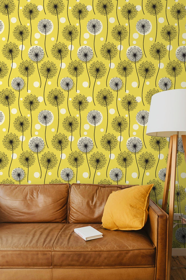 Dandelions Retro Style Wallpaper