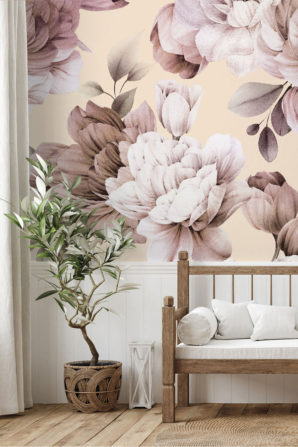 Pink Vintage Peonies Wallpaper