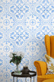 Blue Tile Repeat Pattern Wallpaper