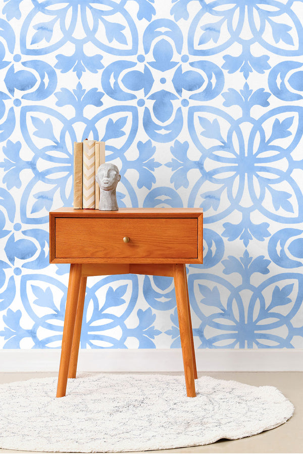 Watercolor Tiles Repeat Pattern Wallpaper