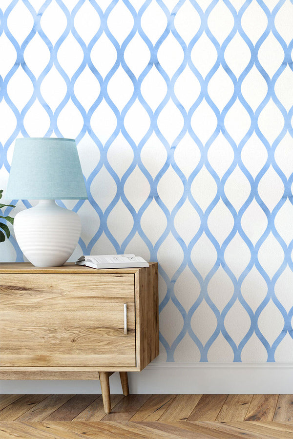 Wavy Tile Repeat Pattern Wallpaper