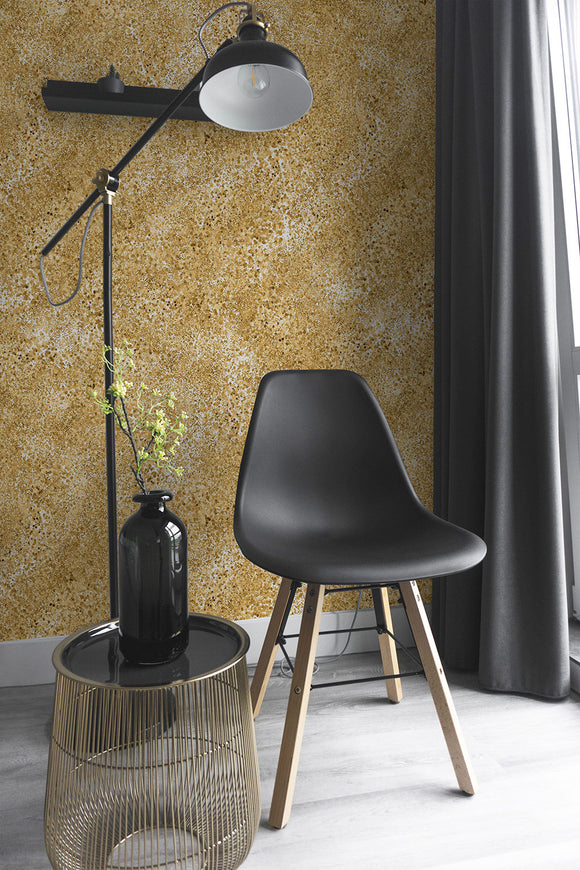 Yellow Glitter on White Repeat Pattern Wallpaper