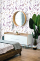 Watercolor Purple Leaves Repeat Pattern Wallpaper