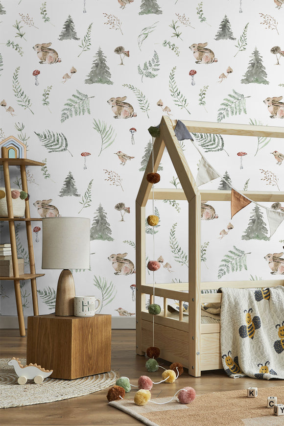 Bunny in the Woodland Wallpaper