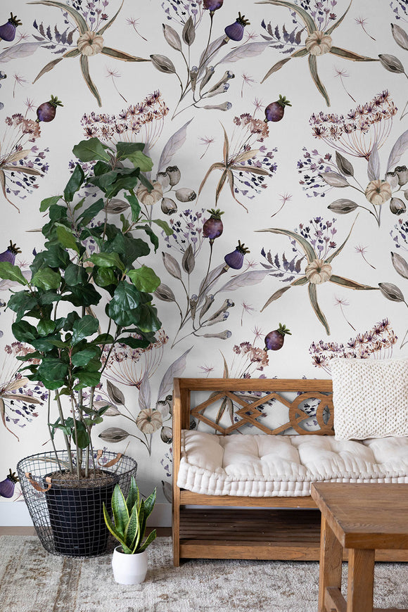 Boho Dried Flowers Wallpaper