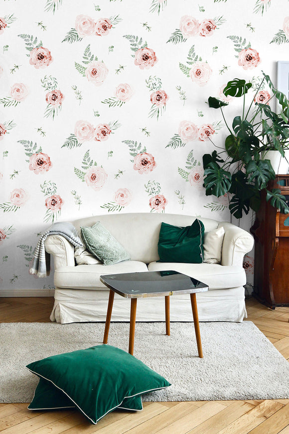Fern & Roses Wallpaper