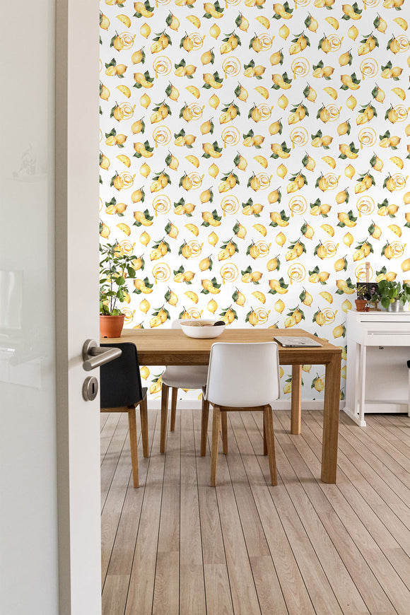 Yellow Watercolor Citrus Wallpaper