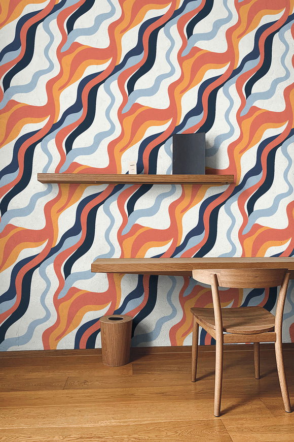 Retro Liquid Swirl Abstract Wallpaper