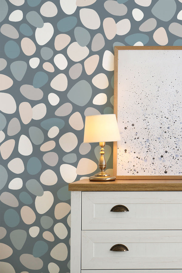 Pebble in Neutral Blue Grey Wallpaper