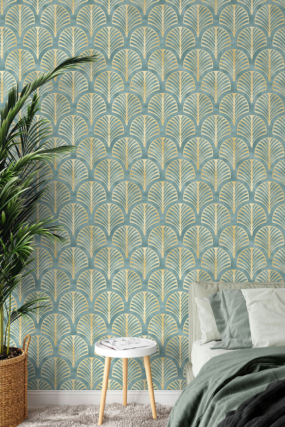 Art Deco Leaves Wallpaper