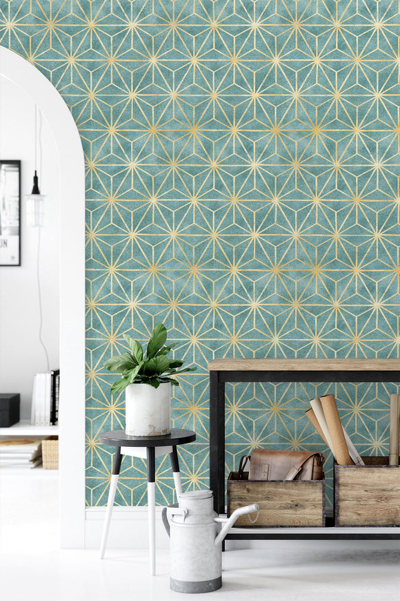 Blue Prism Art Deco Wallpaper