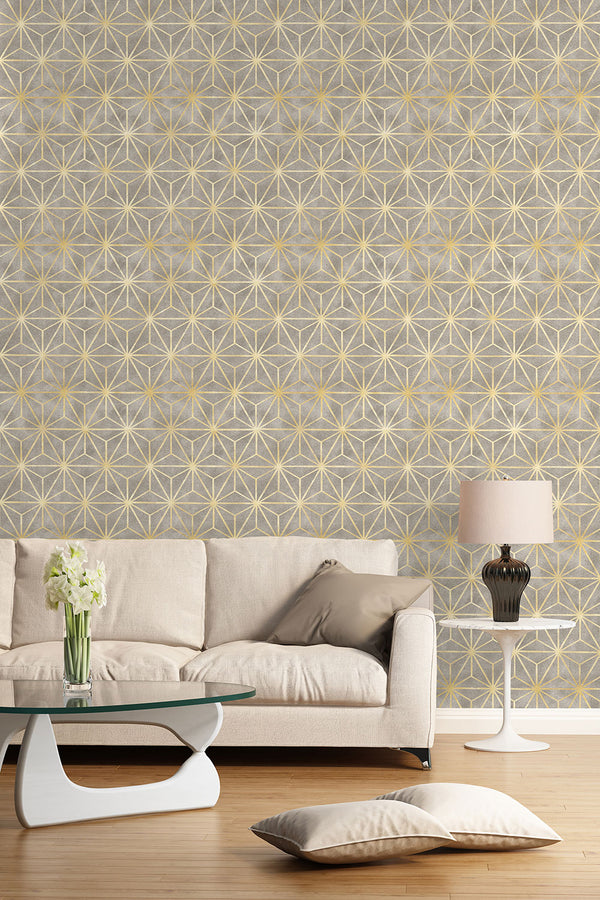 Beige Prism Art Deco Wallpaper