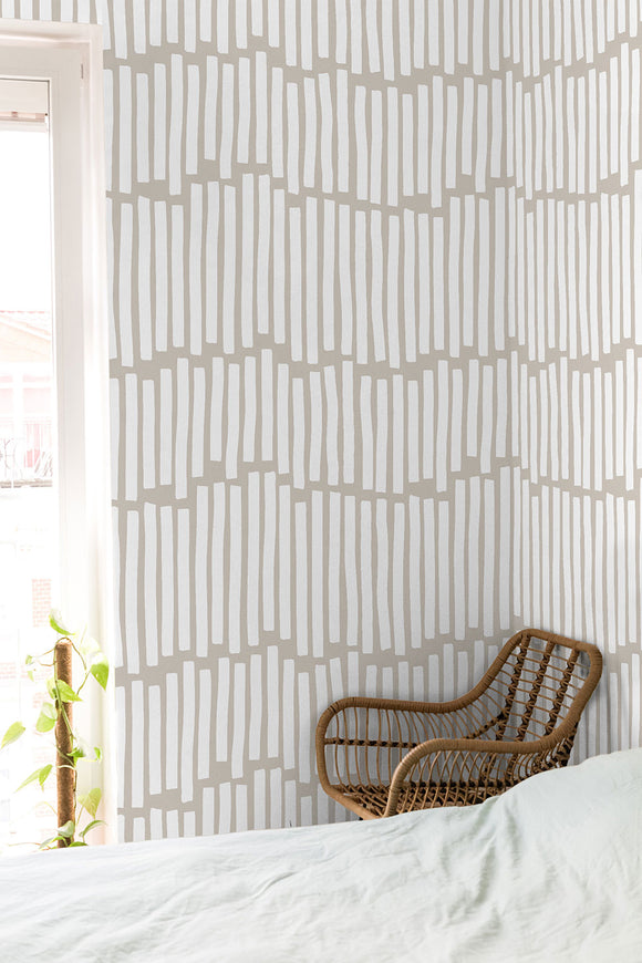 Abstract Minimal Elegant Beige Lines Wallpaper