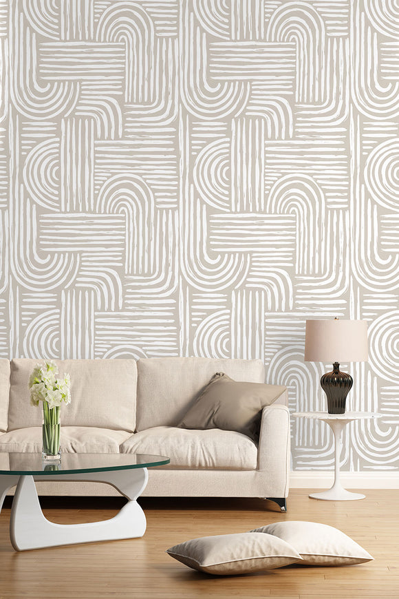 Pastel Boho Abstract Lines Wallpaper