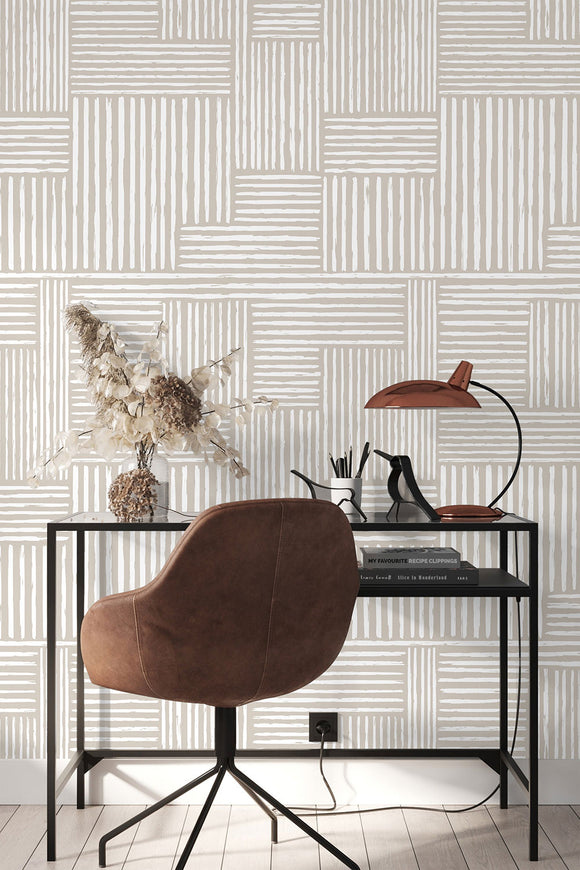 Minimalist Mid Century Style Thin Lines Wallpaper