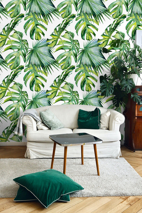 Watercolor Tropical Leaves Wallpaper