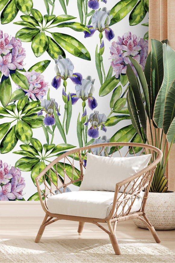 Tropical Rhododendron Flower Watercolor Wallpaper